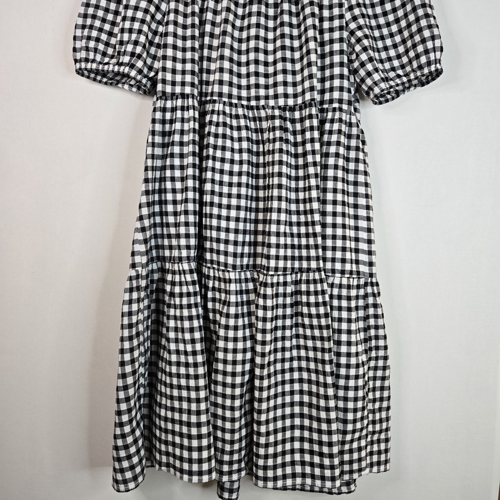 BeachLunchLounge Women Size M Black&White Gingham Square Neck Dress - Picture 10 of 13